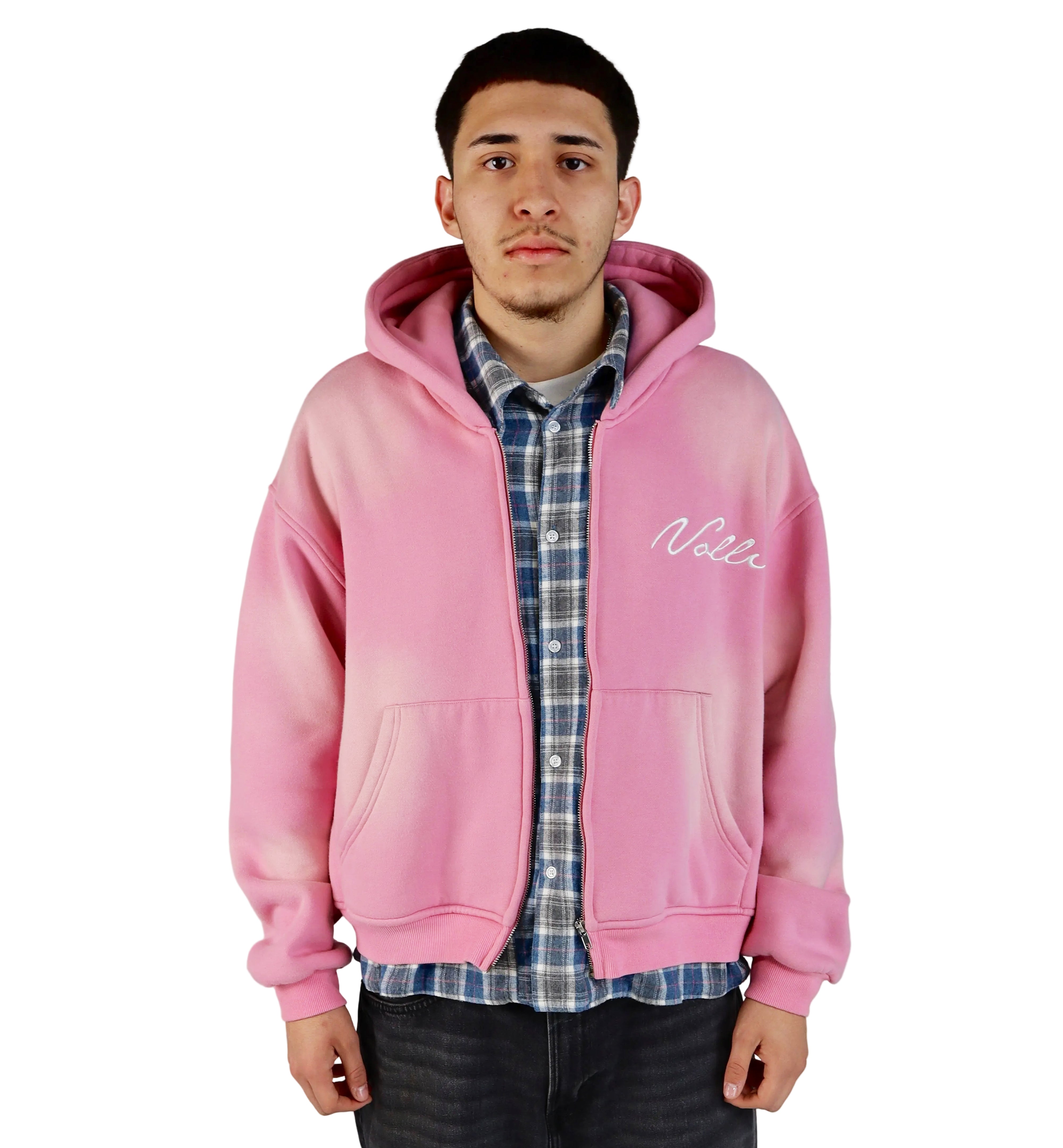 PINK FLANNEL ZIP-UP